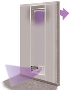Quiet and low-profile, the air moves through the wall cavity allowing the intake or diffuser to be high or low